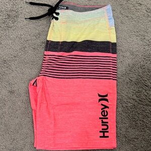 Hurley Striped Pink and Yellow Board Shorts
